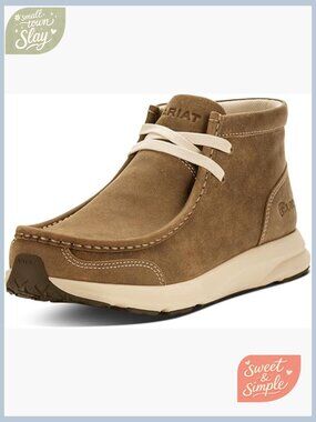 Leather Ankle Boots with Wedge Heel, Lace-Up Work Boots